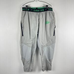 Nike Woven Training Pants Grey Black Spell Out Waistband CJ4630-077 Men's Large